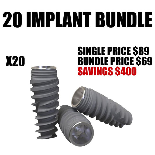 20 OFF 20 Bundles: Nova Internal Hex Implants $69 Per Implant